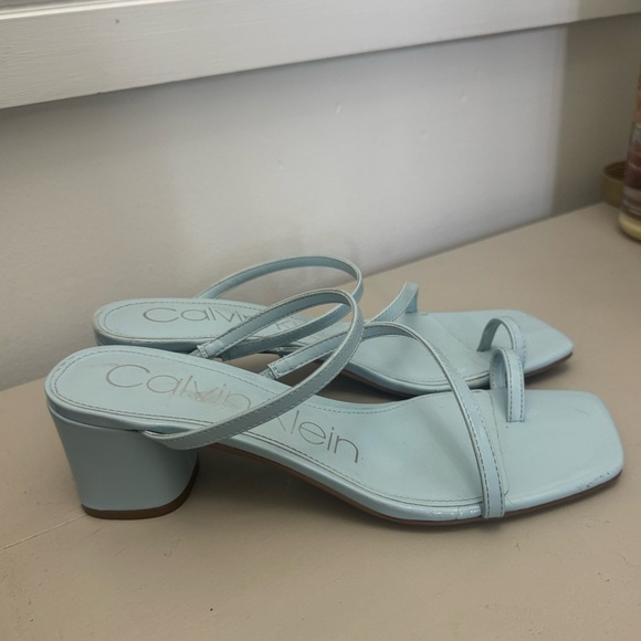 Calvin Klein Sky Blue Block Heel Sandals - Picture 1 of 3
